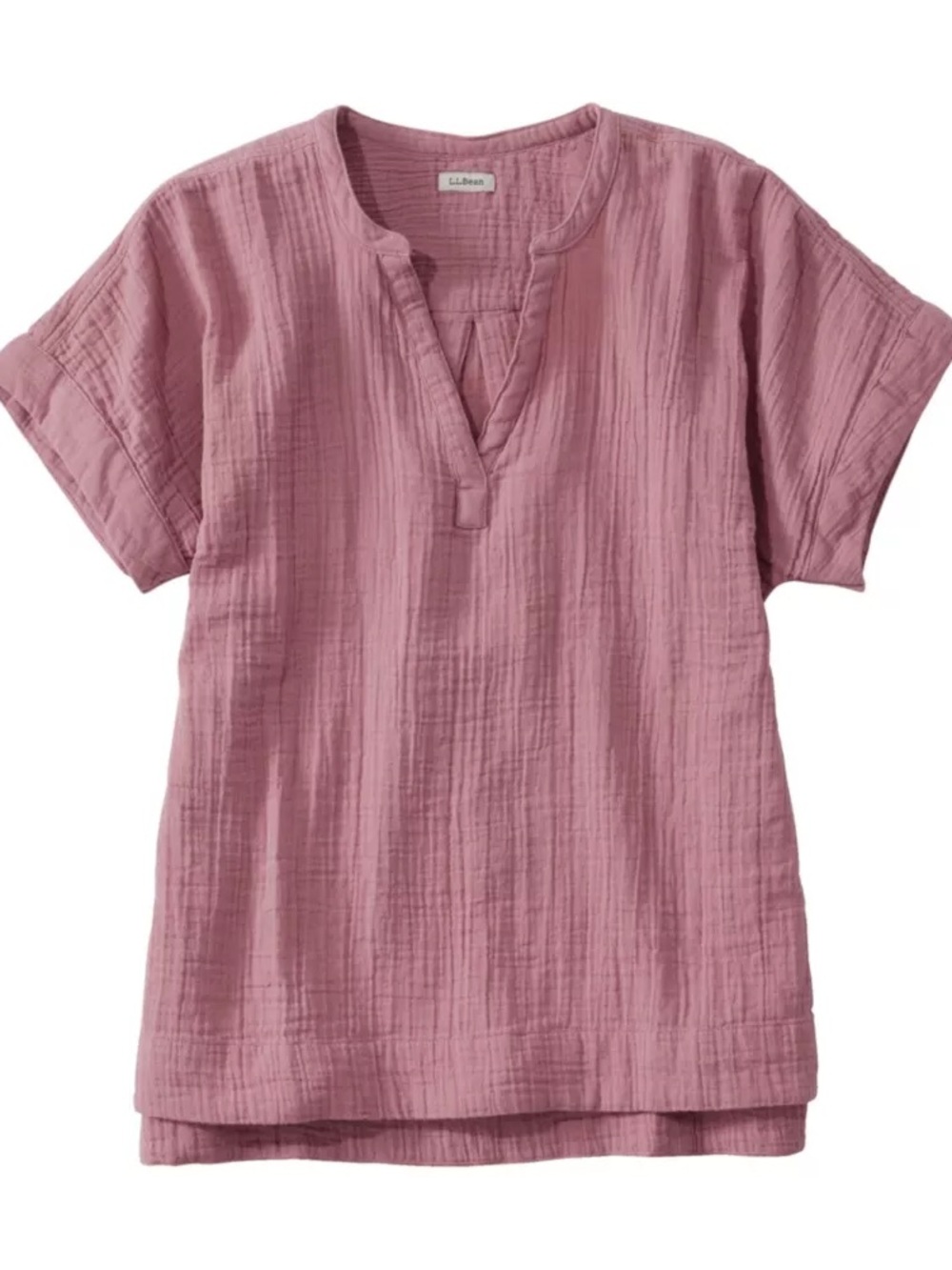 L.L. Bean Short-Sleeve Gauze Tunic in Rose size XL